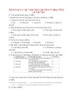 Đề thi học kì 1 lớp 7 môn Sinh năm 2014 Trường THCS Lê Văn Tám