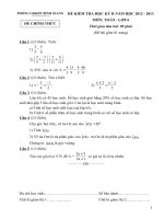 PHÒNG GD&ĐT BÌNH GIANG ĐỀ KIỂM TRA HỌC KỲ II NĂM HỌC 2012 – 2013 MÔN TOÁN - LỚP 6