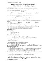 TRƯỜNG THCS NGHĨA TÂN ĐỀ THI HỌC KỲ I – NĂM HỌC 2011-2012 môn toán 8