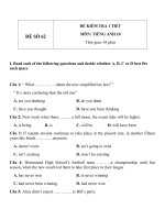 Đề kiểm tra 1 tiết môn tiếng Anh lớp 10 - Đề số (62)