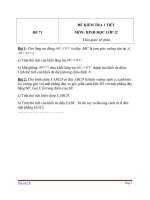 Đề kiểm tra 1 tiết môn Toán lớp 12 - Đề (71)