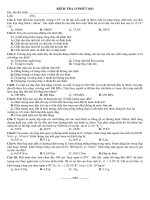 Đề Kiểm tra 15 phút phần rắn, lỏng, chuyển thể Môn Vật lý 10