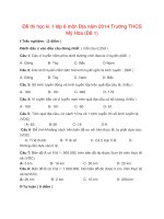 Đề thi học kì 1 lớp 6 môn Địa năm 2014 Trường THCS Mỹ Hòa