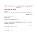 Đề thi học kì 1 lớp 7 môn Văn năm 2014 Phòng GD - ĐT Tân Châu