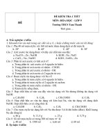 Đề kiểm tra 1 tiết môn Hóa học lớp 9 trường THCS Tam Thanh