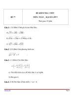 Đề kiểm tra 1 tiết Đại số lớp 9 - Đề 77