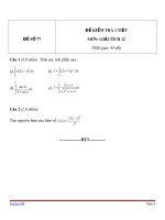 Đề kiểm tra 1 tiết môn Toán lớp 12 - Đề (77)