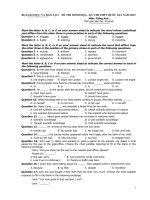 ĐỀ THI MẪU QUỐC GIA 2015 CỦA BỘ GD&ĐT CÓ ĐÁP ÁN môn anh