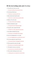 Đề thi câu bị động môn anh 12 có key