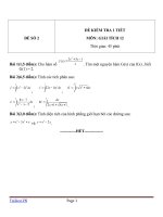 Đề kiểm tra 1 tiết môn Toán lớp 12 - Đề 2
