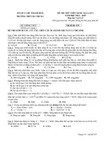 Đề và Đáp án thi thử lần 1 THPT Hà Trung Thanh Hóa môn vật lý