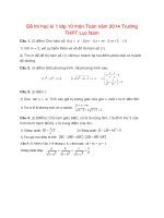 Đề thi học kì 1 lớp 10 môn Toán năm 2014 Trường THPT Lục Nam