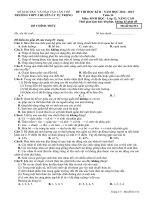 TRƯỜNG THPT CHUYÊN LÝ TỰ TRỌNG ĐỀ KIỂM TRA HỌC KỲ II NĂM HỌC 2014-2015 Môn SINH 12 NÂNG CAO