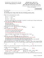 TRƯỜNG THPT CHUYÊN LÝ TỰ TRỌNG ĐỀ KIỂM TRA 1 TIẾT LẦN 2 HỌC KỲ II NĂM HỌC 2014-2015 Môn HÓA HỌC NÂNG CAO lớp 10