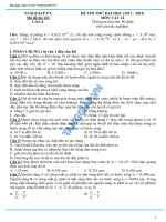 Đề thi thử đại học lần 4 (có đáp án) môn vật lý