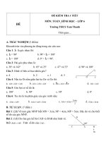 Đề kiểm tra 1 tiết môn Toán phần Hình học lớp 6 trường THCS Tam Thanh