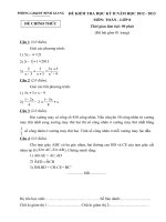 PHÒNG GD&ĐT BÌNH GIANG ĐỀ KIỂM TRA HỌC KỲ II NĂM HỌC 2012 – 2013 MÔN TOÁN - LỚP 8