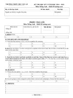 TRƯỜNG THPT CHU VĂN AN KỲ THI HỌC KỲ I NĂM HỌC 2014 – 2015 MÔN TIẾNG ANH 10 NÂNG CAO