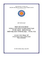 Một số giải pháp nâng cao chất lượng đào tạo về du lịch - khách sạn trên địa bàn tỉnh Bà Rịa - Vũng Tàu