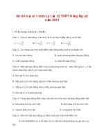 Đề thi học kì 1 môn Lý lớp 12 THPT Hồng Ngự 3 năm 2014