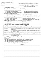 THCS NGHĨA TÂN ĐỀ THI HỌC KÌ 1 LỚP 7 MÔN CÔNG NGHỆ