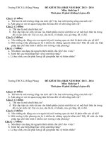 Trường THCS Lê Hồng Phong  ĐỀ THI HỌC KỲ II – NĂM HỌC 2013 – 2014 LỚP 9 MÔN SINH HỌC