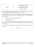 Đề kiểm tra 1 tiết môn Toán lớp 12 - Đề 10