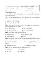 đề kiểm tra học kì 1 lớp 9 môn Hóa trường THCS Vân Xuân năm 2014