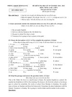 PHÒNG GD&ĐT BÌNH GIANG ĐỀ KIỂM TRA HỌC KỲ II NĂM HỌC 2012 – 2013 MÔN TIẾNG ANH - LỚP 6