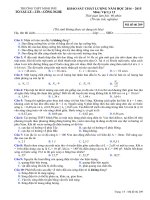 ĐỀ THI THỬ THPT QUỐC GIA MÔN VẬT LÝ THPT MINH PHÚ LẦN 1 môn vật lý