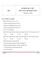 Đề kiểm tra 1 tiết môn Toán lớp 6 - Đề (6)
