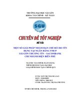 Chuyên đề tốt nghiệp MỘT số GIẢI PHÁP NHẰM HẠN CHẾ rủi RO tín DỤNG tại NGÂN HÀNG TMCP SÀI GÒN THƯƠNG TÍN – SACOMBANK CHI NHÁNH điện BIÊN PHỦ