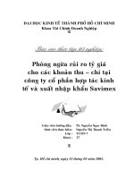 Báo cáo thực tập tốt nghiệp Phòng ngừa rủi ro tỷ giá cho các khoản thu – chi tại công ty cổ phần hợp tác kinh tế và xuất nhập khẩu Savimex