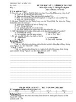 THCS NGHĨA TÂN ĐỀ THI HỌC KÌ 1 LỚP 7 MÔN LỊCH SỬ