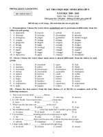 Đề thi học sinh giỏi tiếng anh 9 huyện Tam Dương năm học 2009 - 2010(có đáp án)
