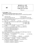 Đề kiểm tra 1 tiết môn Sinh học lớp 9 trường THCS Tam Thanh