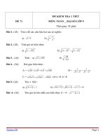Đề kiểm tra 1 tiết Đại số lớp 9 - Đề 71