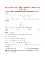 Đề thi học kì 1 lớp 6 môn Lý năm 2014 Trường THCS Lê Quý Đôn