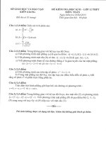 SỞ GD KIÊN GIANG ĐỀ VÀ ĐÁP ÁN KIỂM TRA HỌC KÌ 2 MÔN TOÁN 12