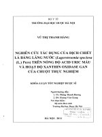 Nghiên cứu tác dụng của dịch chiết lá bằng lăng nước (lagerstroemia speciosa (l ) pers) trên nồng độc acid uric máu và hoạt độ xanthin oxidase gan của chuột thực nghiệm