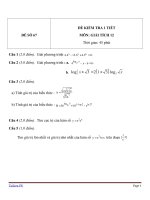 Đề kiểm tra 1 tiết môn Toán lớp 12 - Đề (67)