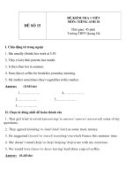 Đề kiểm tra 1 tiết môn tiếng Anh lớp 10 - Đề số (15)