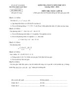 TRƯỜNG THPT NAM TRỰC ĐỀ KIỂM TRA HỌC KÌ 1 LỚP 10 MÔN TOÁN