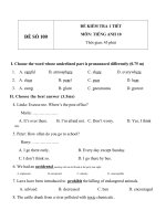 Đề kiểm tra 1 tiết môn tiếng Anh lớp 10 - Đề số (100)