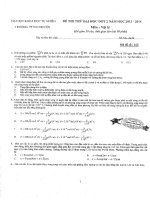 Đề thi thử môn Vật Lý trường chuyên Đại Học KHTN Hà Nội lần 2-2014
