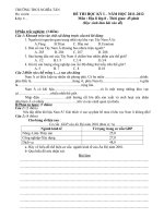 THCS NGHĨA TÂN ĐỀ THI HỌC KÌ 1 LỚP 8 MÔN địa lí