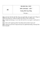 Đề kiểm tra 1 tiết lớp 7 môn sinh học trường THCS nga thắng