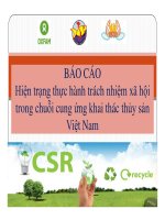 Hiện trạng thực hành trách nhiệm xã hội trong chuỗi cung ứng khai thác thủy sản việt nam