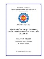 Nâng cao lòng trung thành của người lao động tại Công ty cổ phần Lilama 45-1