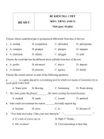 Đề KT 1 tiết môn tiếng Anh lớp 12 - Đề số (5)